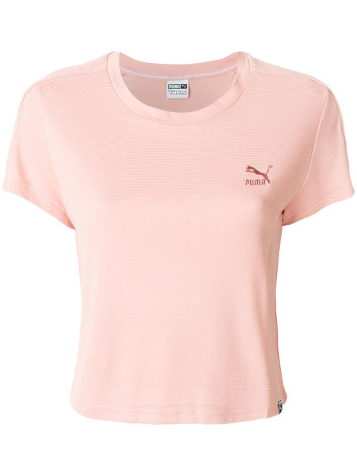 Puma Cropped Logo T-shirt - Pink & Purple