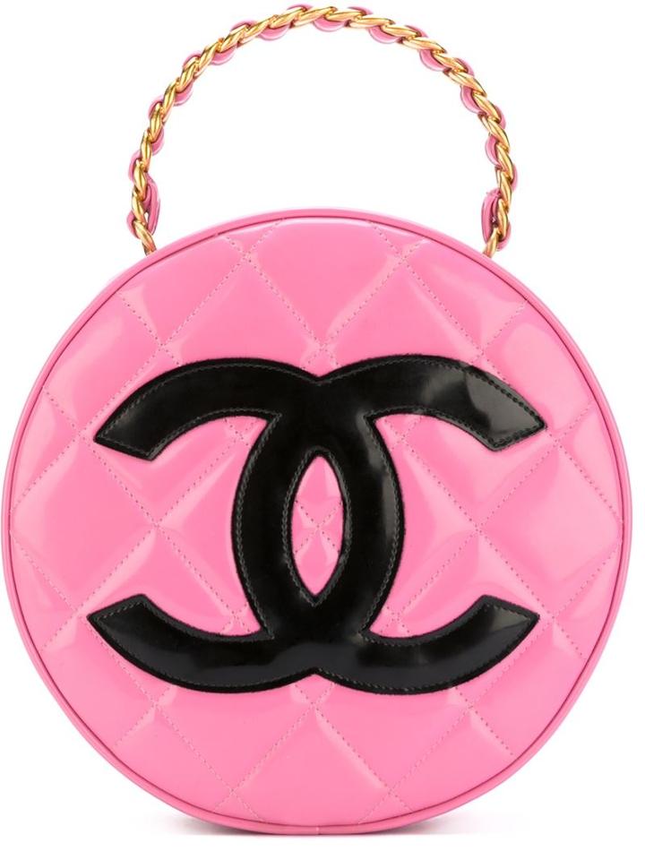 Chanel Vintage Round Quilted Tote, Women's, Pink/purple