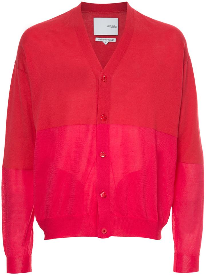 Yoshiokubo Two-tone Knit Cardigan - Red