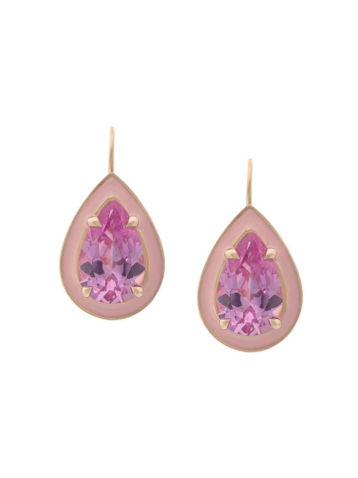 Alison Lou 14kt Yellow Gold Pink Sapphire Drop Earrings