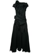 Aganovich Draped Flared Midi Dress - Black