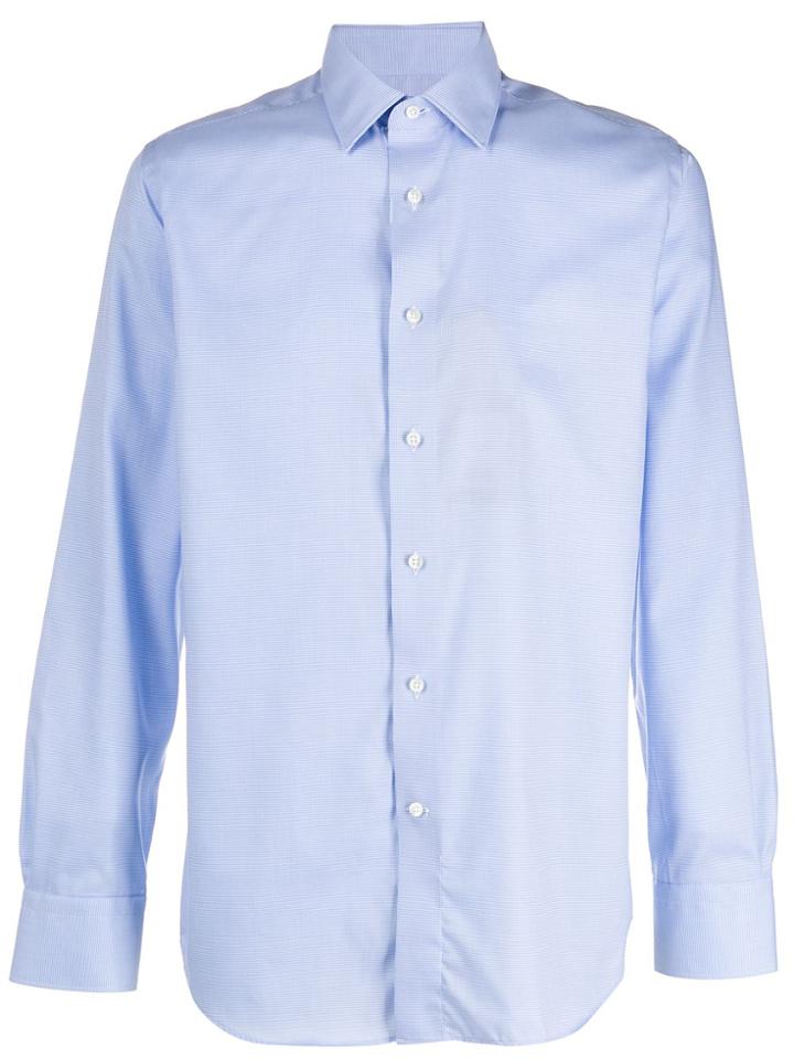 Canali Long Sleeve Poplin Shirt - Blue