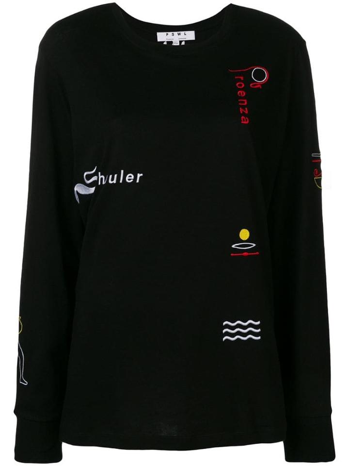 Proenza Schouler Embroidered Long Sleeve T-shirt - Black