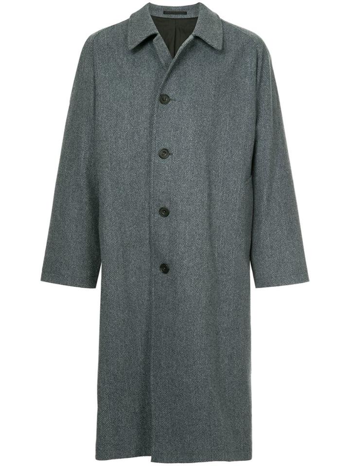 E. Tautz Herringbone Single-breasted Coat - Blue