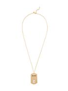 Miu Miu Embellished Dog Tag Necklace - Gold
