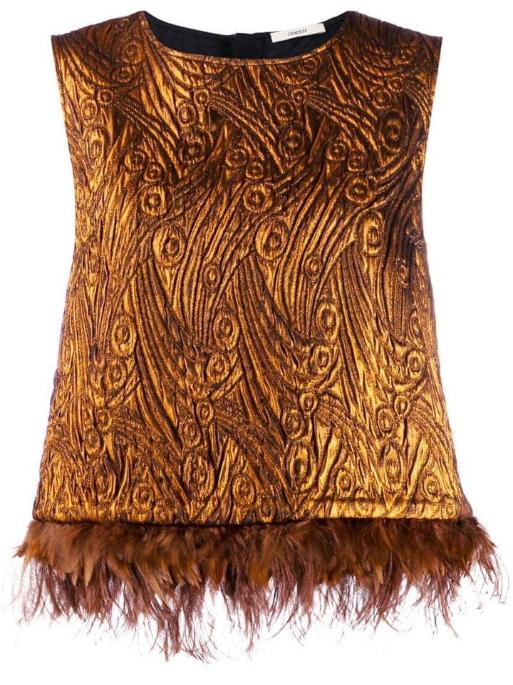 Odeeh Feather Hem Blouse - Brown