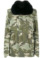 Mr & Mrs Italy Trimmed Camouflage Midi Parka - Green