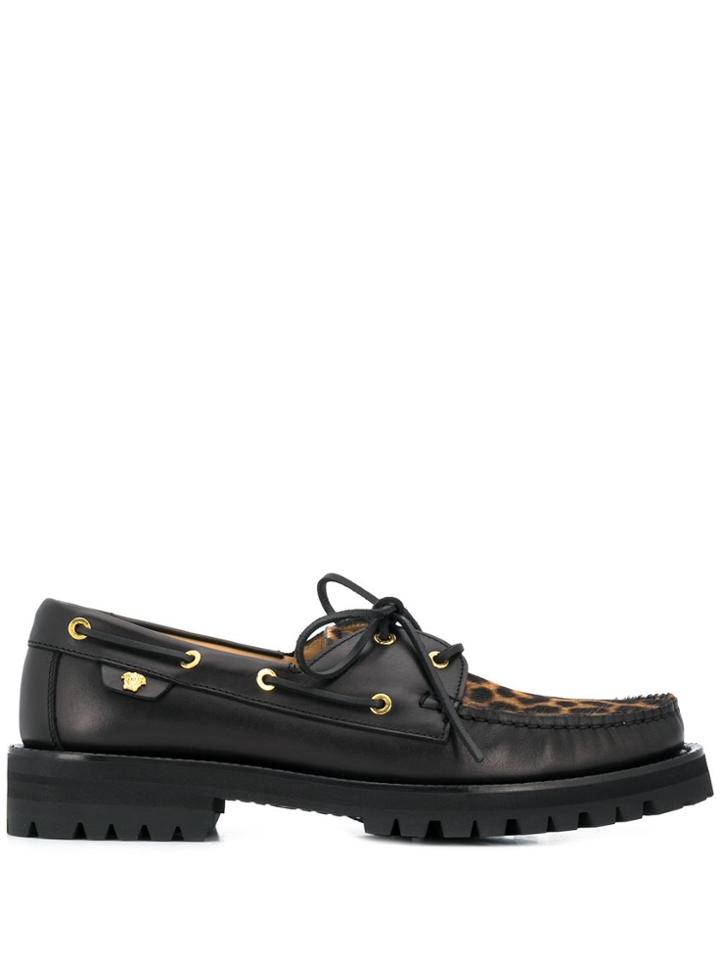 Versace Animalier Motif Boat Shoes - Brown
