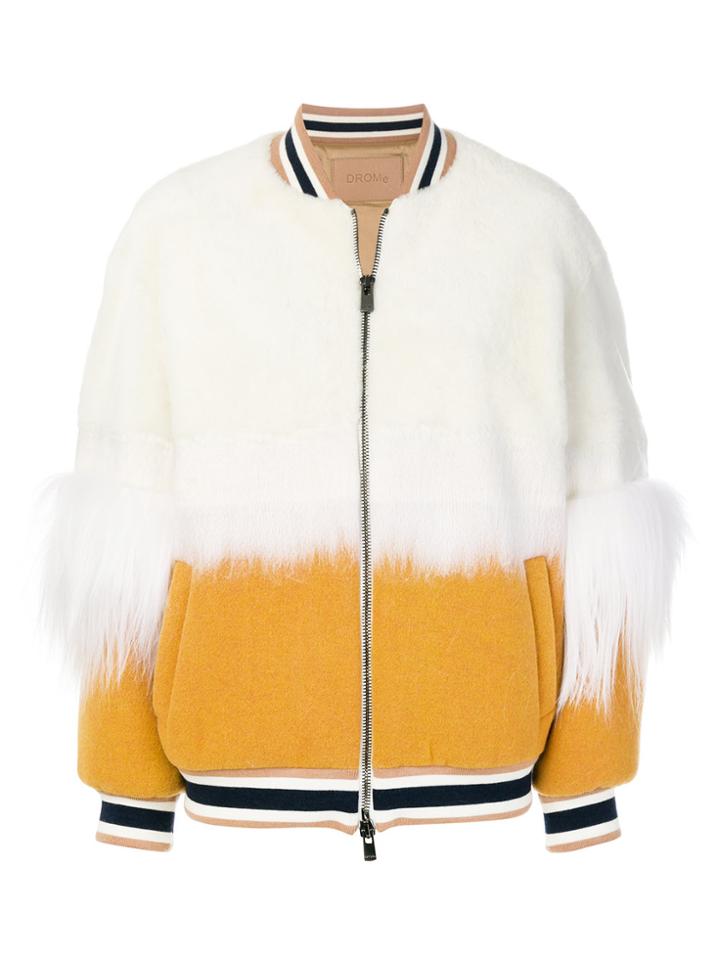 Drome Colour Block Bomber Jacket - White