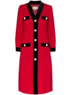 Gucci Velvet Trim Single-breasted Coat - Red