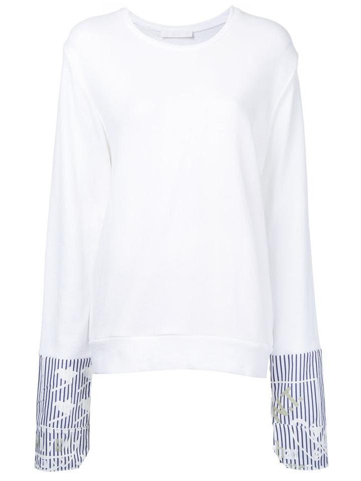 Water - Striped Cuff Sweatshirt - Women - Cotton - M, White, Cotton