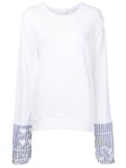 Water - Striped Cuff Sweatshirt - Women - Cotton - M, White, Cotton
