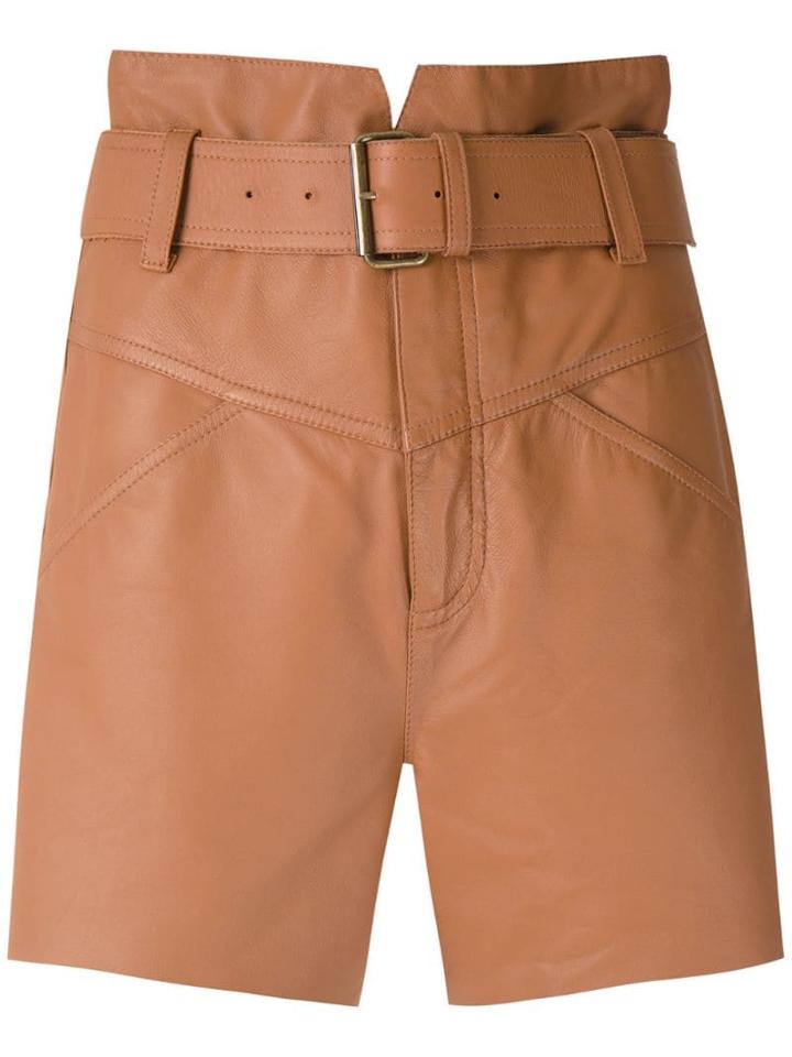 Nk Mestico Vivian Leather Shorts - Brown