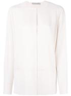 Vince - Band Collar Shirt - Women - Silk - S, Women's, Nude/neutrals, Silk