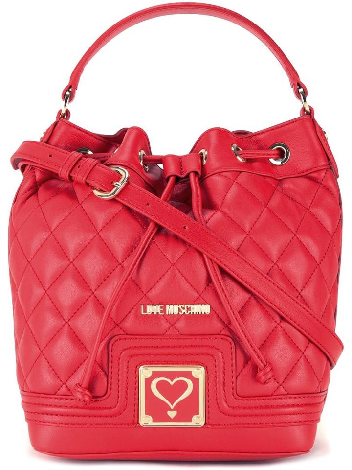 Love Moschino Quilted Drawstring Crossbody Bag, Women's, Red, Polyurethane