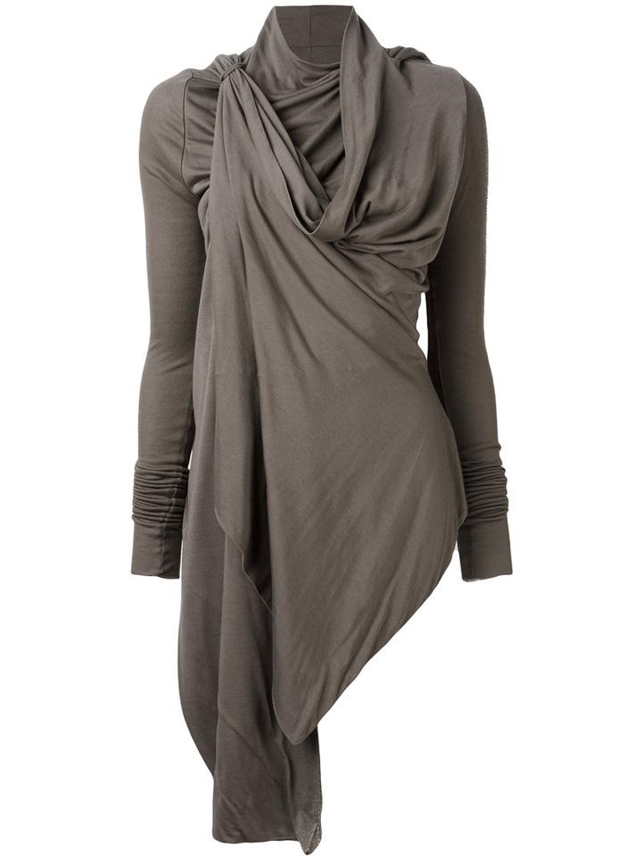 Rick Owens Lilies - Draped Jacket - Women - Cotton/polyamide/viscose - 40, Women's, Grey, Cotton/polyamide/viscose