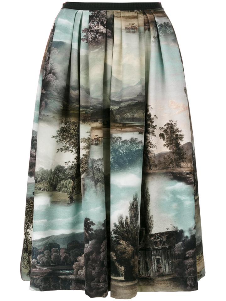 Antonio Marras Landscape Pleated Midi Skirt - Multicolour