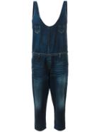 No21 Cropped Leg Dungarees, Women's, Size: 40, Blue, Cotton