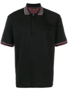 Prada Stripe Detail Polo Shirt - Black