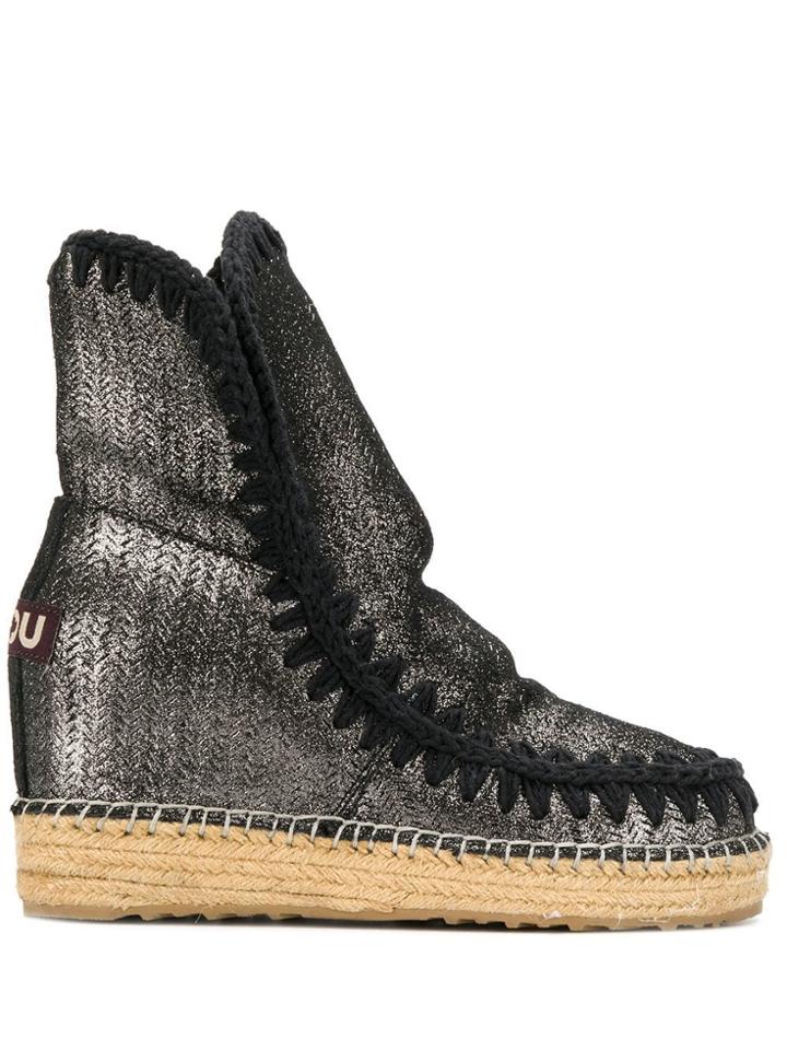 Mou Metallic Snow Boots - Black
