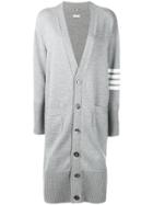 Thom Browne Striped Sleeve Long Cardigan - Grey