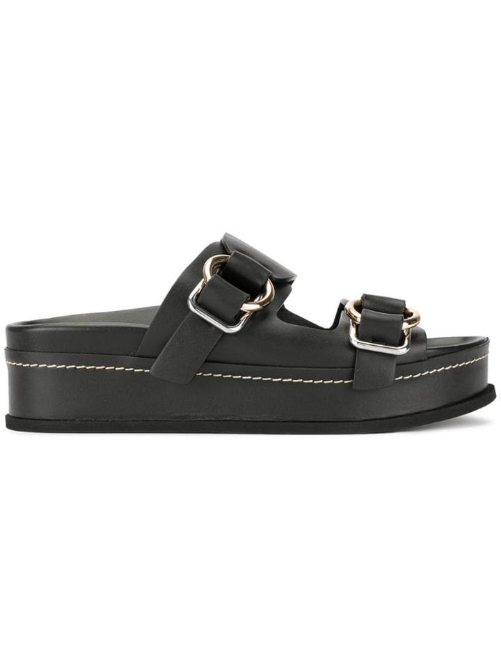3.1 Phillip Lim Freida Double-buckle Platform Slide - Black