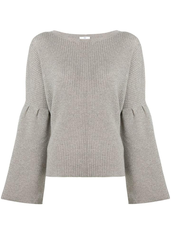 Allude Ribbed Knit Round Neck Sweater - Grey