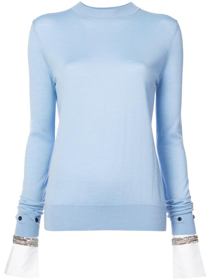 Adam Lippes Jewel Embellished Cuff Sweater - Blue