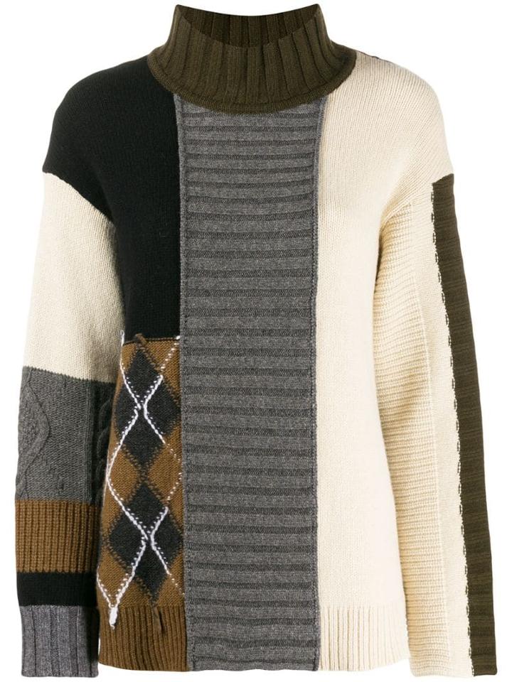 Pringle Of Scotland Oversized Patchwork Jumper - Grey