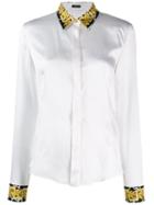 Versace Print-trimmed Silk-satin Shirt - White