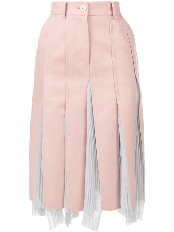 Sacai Pleated Midi Skirt - Pink & Purple
