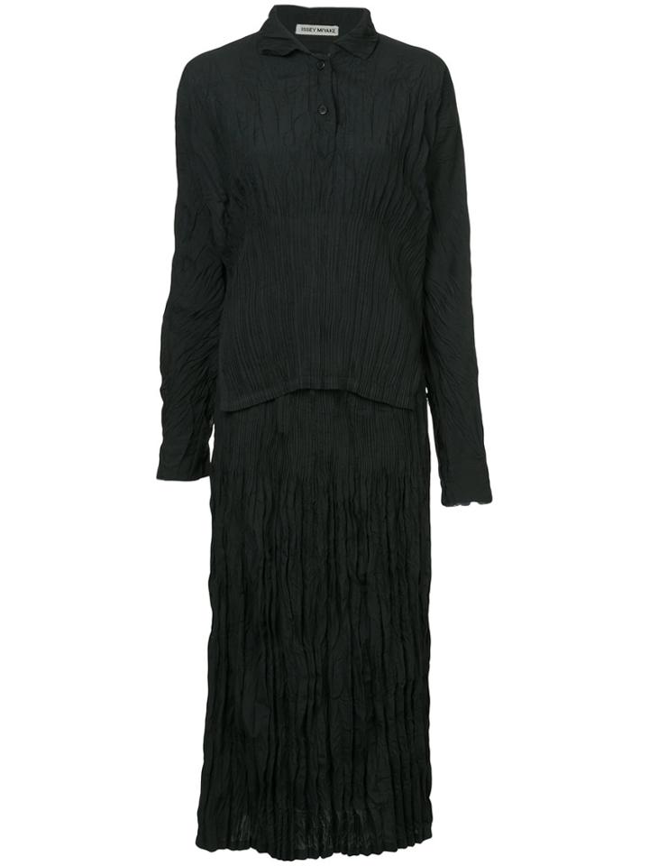 Issey Miyake Vintage Pleated Skirt Suit - Black