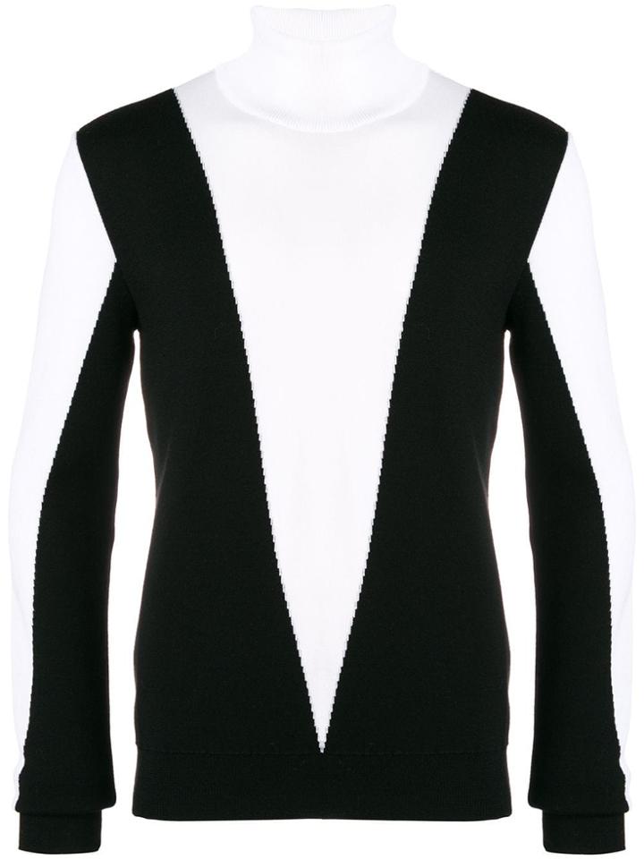 Balmain Two-tone High Neck Sweater - Black