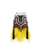 Attico White Deco Sequin Embellished Ostrich Feather Pouch Bag -