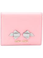 Miu Miu Bow Logo Plaque Wallet - Pink & Purple