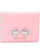 Miu Miu Bow Logo Plaque Wallet - Pink & Purple