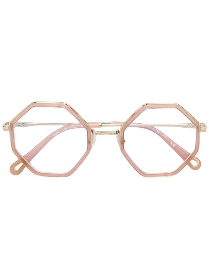 Chloé Eyewear Octagonal Frame Glasses - Pink