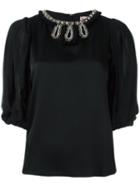 Antonio Marras Embellished Neck Blouse, Women's, Size: 44, Black, Acetate/viscose/glass