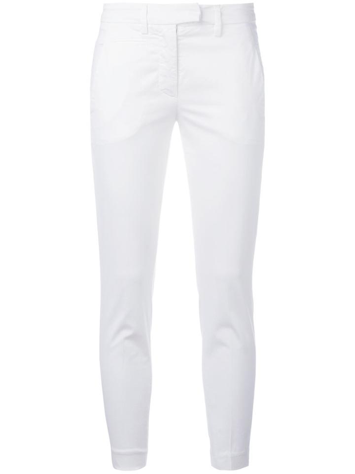 Dondup Cropped Skinny Trousers, Women's, Size: 28, White, Cotton/spandex/elastane