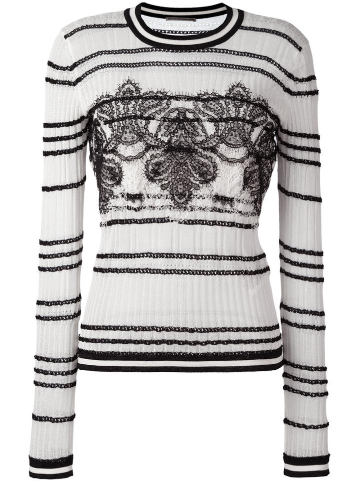 Ermanno Scervino Lace Insert Knitted Top, Women's, Size: 48, White, Cotton/polyamide
