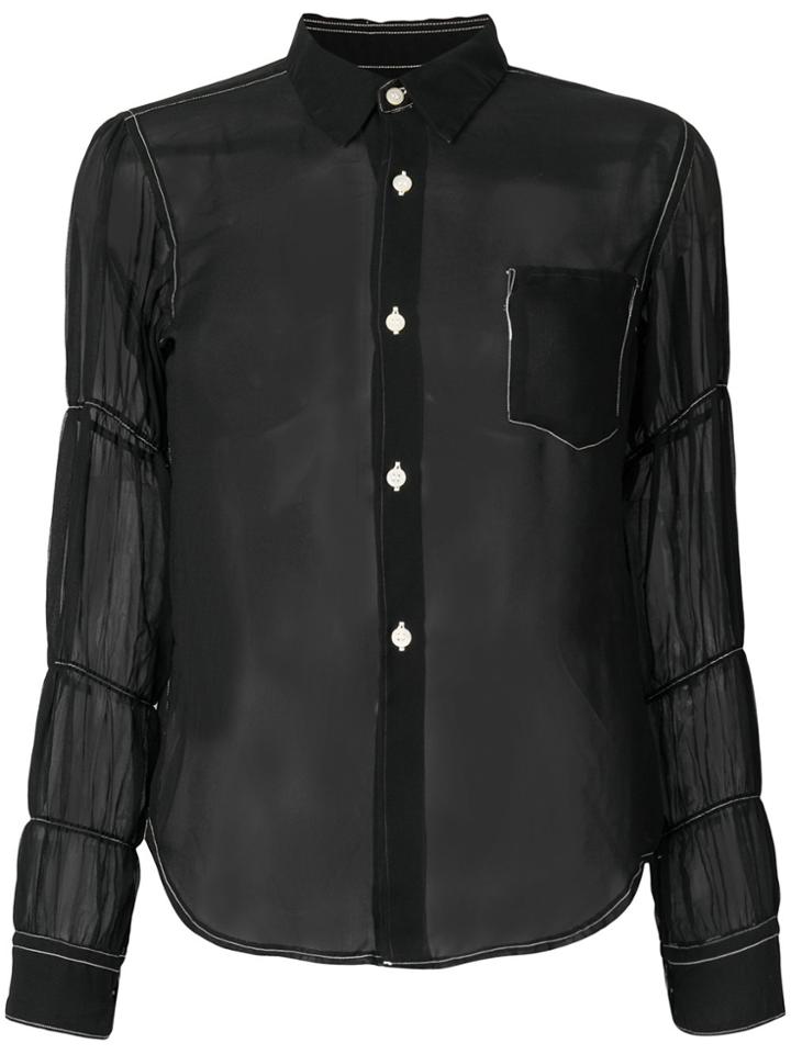 Comme Des Garçons Comme Des Garçons Sheer Ruched Sleeve Blouse - Black