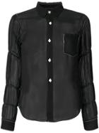 Comme Des Garçons Comme Des Garçons Sheer Ruched Sleeve Blouse - Black