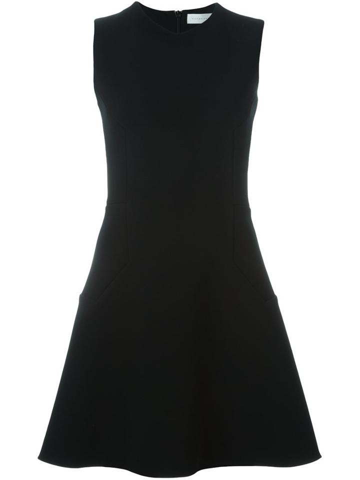 Victoria Beckham Sleeveless Flared Dress, Women's, Size: 12, Black, Triacetate/polyester/silk