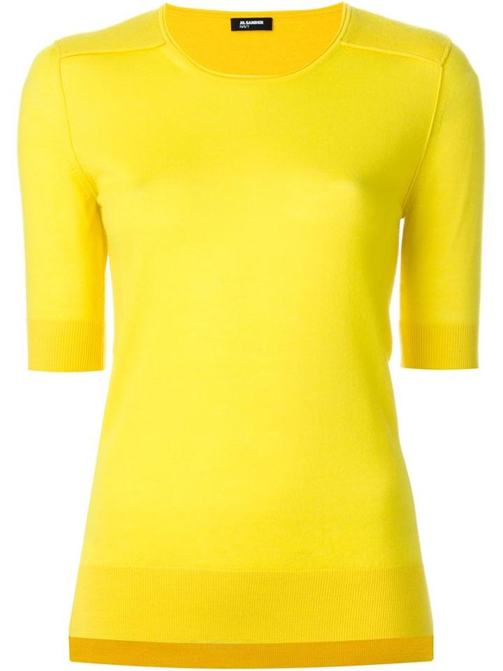 Jil Sander Navy Half Sleeve Sweater