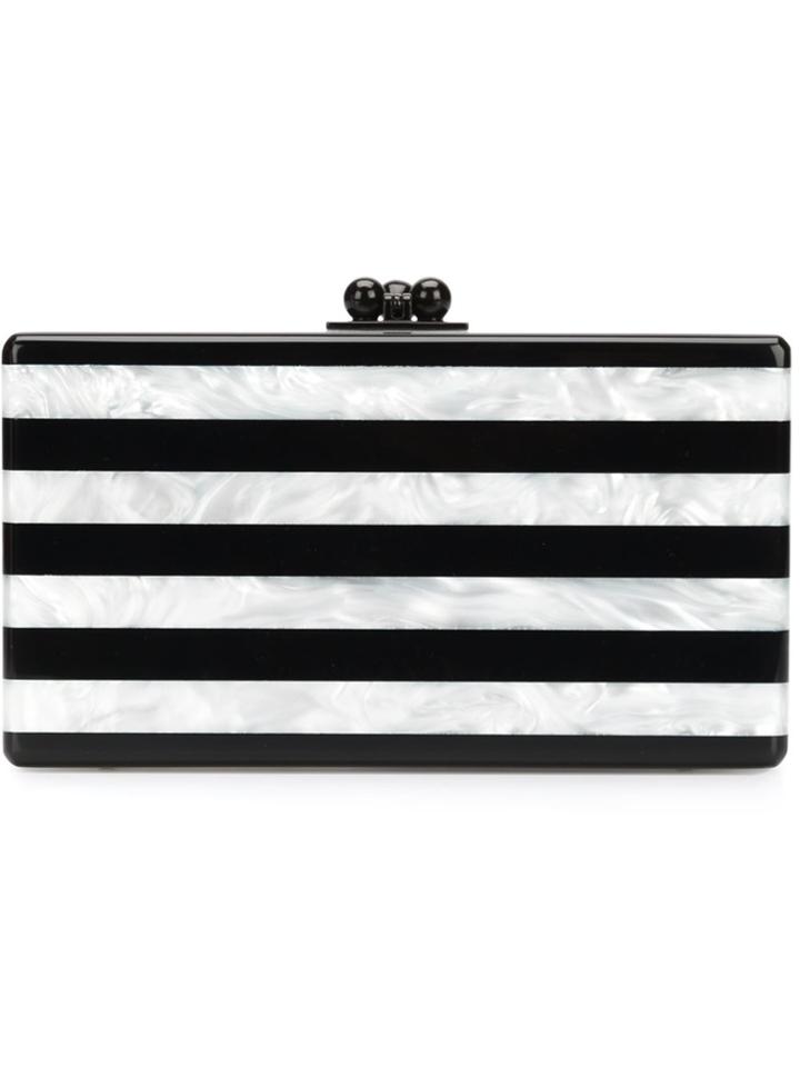 Edie Parker 'jean' Striped Clutch - White