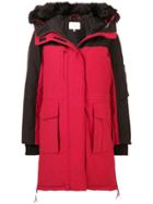 Tommy Hilfiger Hooded Panelled Parka Coat - Red