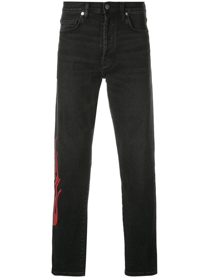 Lost Daze Red Flame Jeans - Black