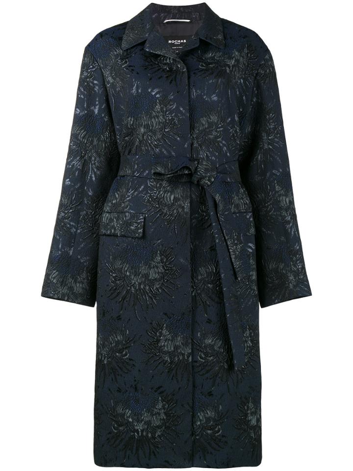 Rochas Floral Jacquard Opera Coat - Blue