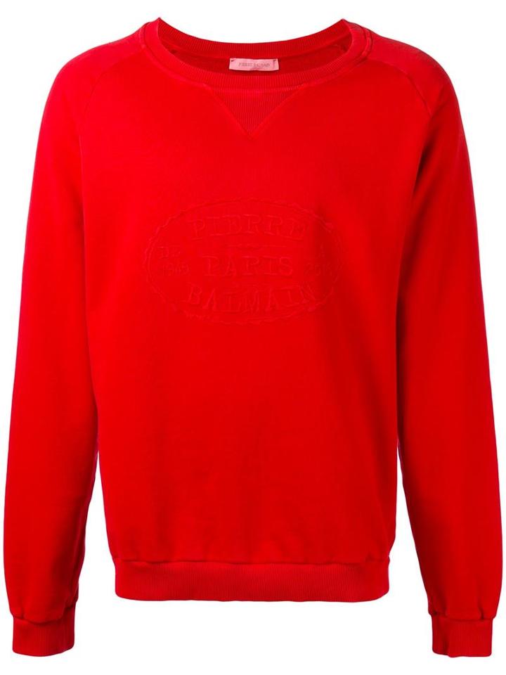 Pierre Balmain Embossed Logo Sweatshirt, Men's, Size: 48, Red, Cotton