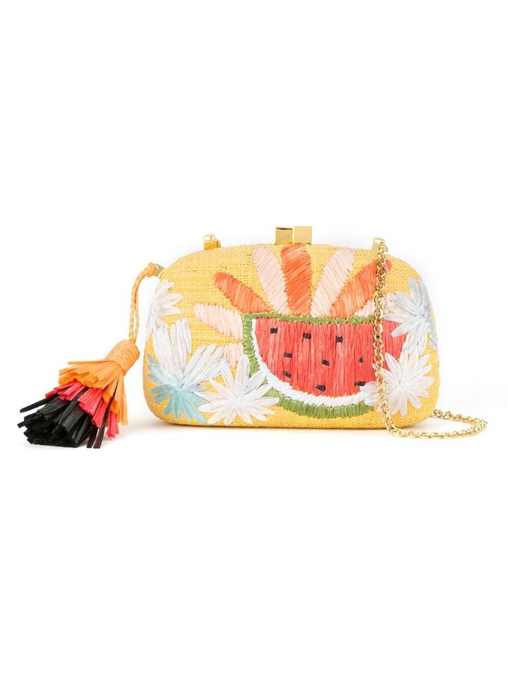 Serpui Embroidered Detail Clutch, Women's, Yellow/orange